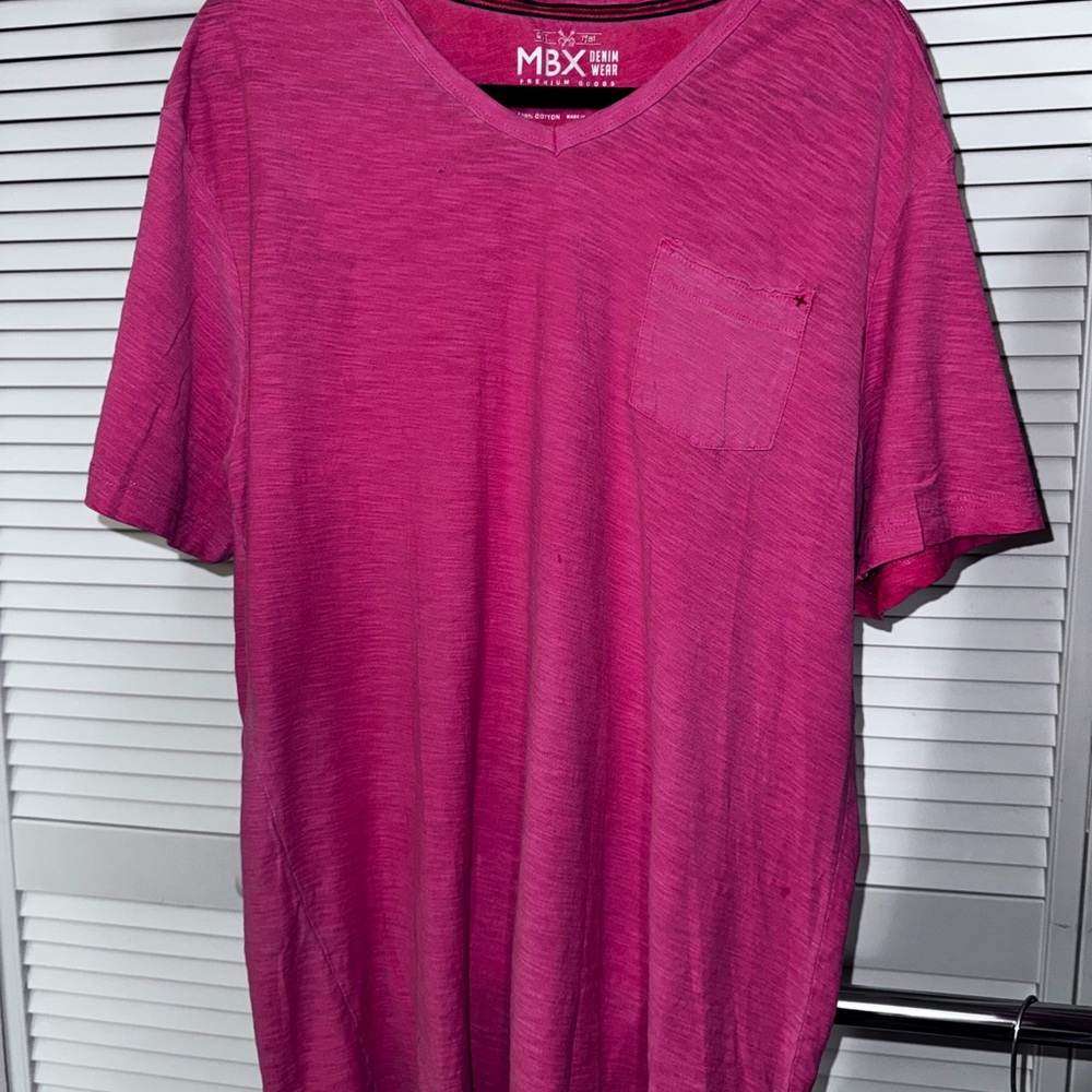 MBX Men's V-Neck Short Sleeve Tee - Pink